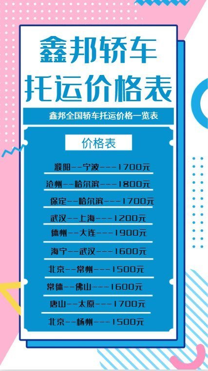 【全國轎車托運價格表】鑫邦運車，讓您的愛車安全抵達(dá)！